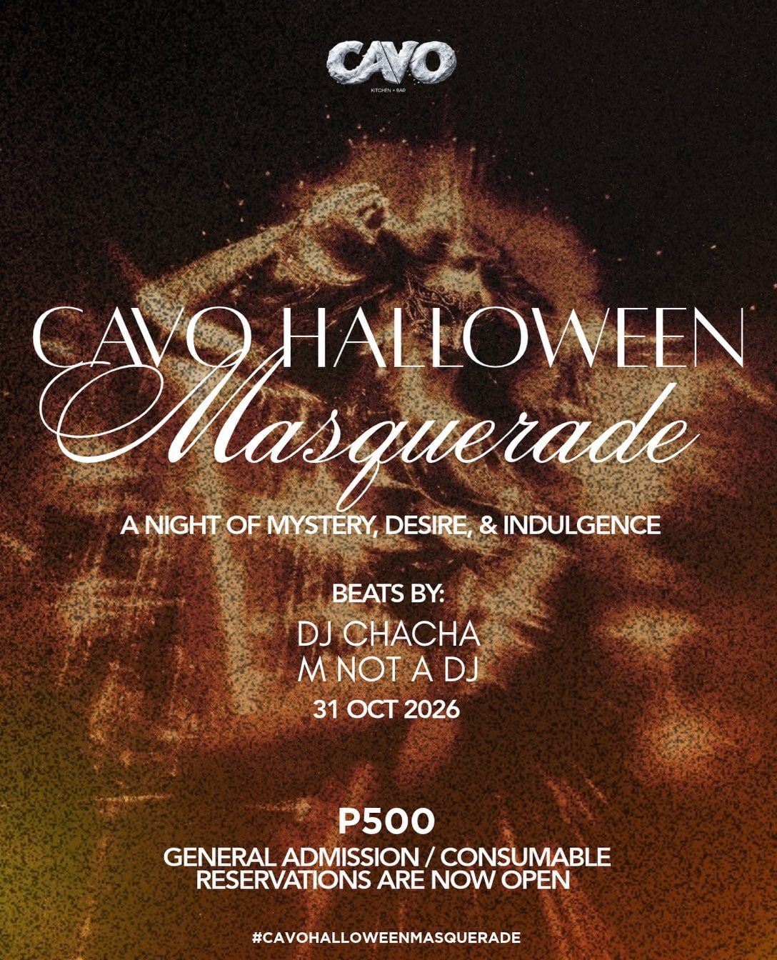 Poster: Cavo Halloween Masquerade, Saturday, October 31, 2026