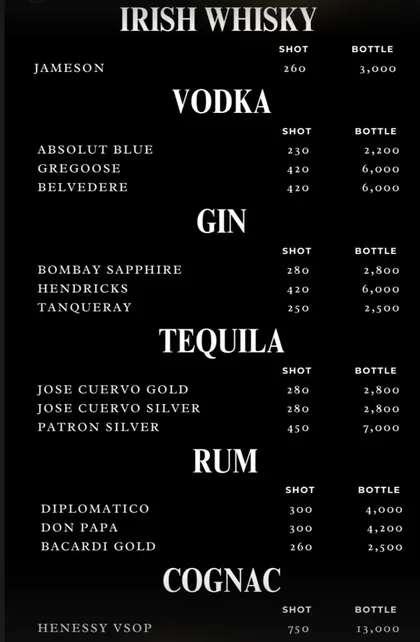 Drinks menu, printed page 4 of 5