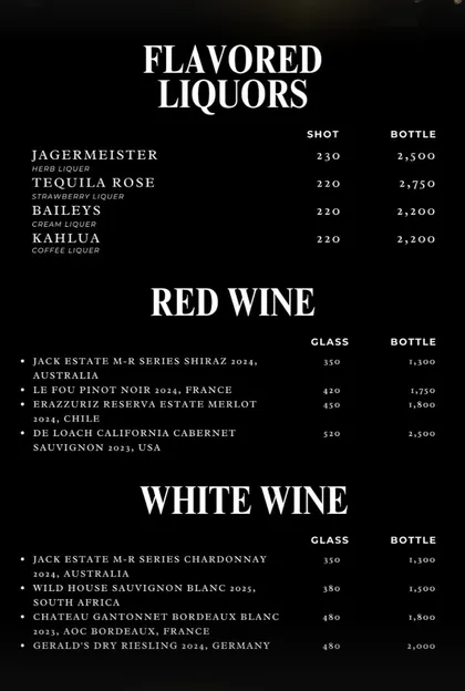 Drinks menu, printed page 5 of 5