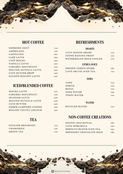 Food menu, printed page 4 of 4